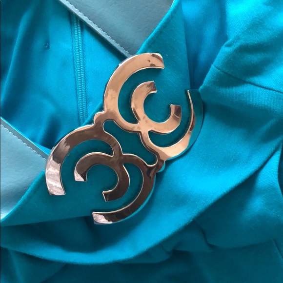 Pre Loved Caché Blue Green Dress - Picture 5 of 6